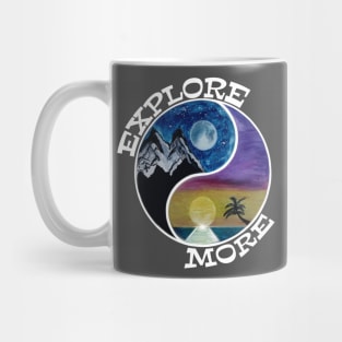 Explore More white yin yang - love for moons mountains oceans and sunshine Mug